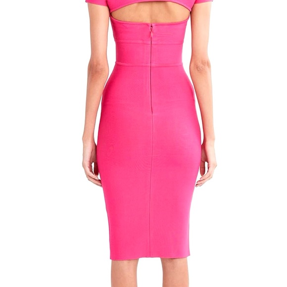 BCBGMAXAZRIA womens Short Cap Sleeve Cut Out Bodycon Cocktail Dress Dress - Picture 2 of 7